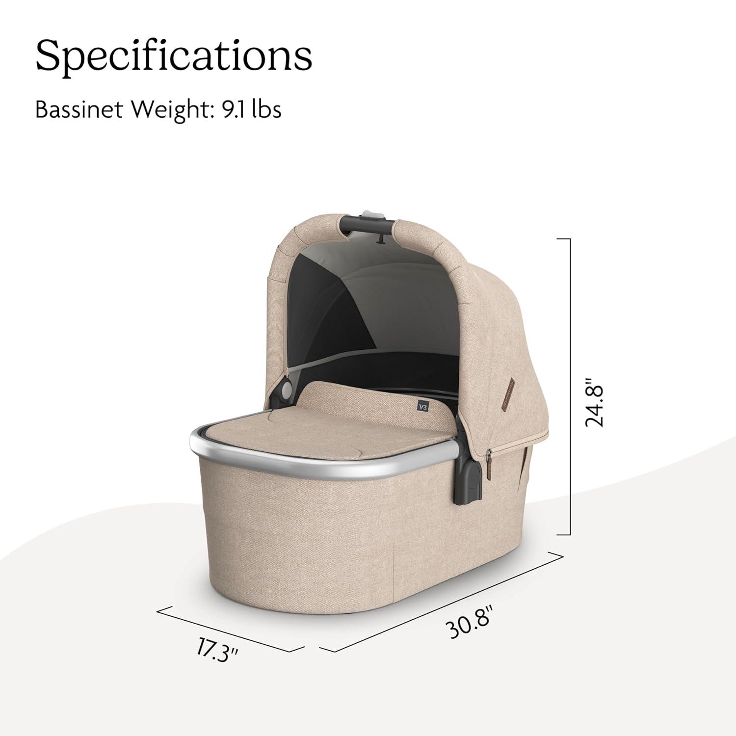 imageUPPAbaby Bassinet V3 Compatible with Vista Cruz Ridge Strollers Overnight Sleep Solution Mattress Sheet and Bug Shield Included Owen Mocha MlangeDeclan Oat MlangeSilver Frame