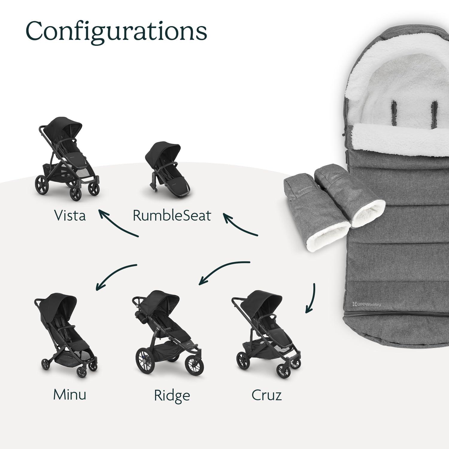 imageUPPAbaby Cozy V2 Bundle Includes CozyGanoosh 2in1 Seasonal Footmuff and CozyHandmuff Easily Attaches to Stroller UltraPlush ZipOut Liner WeatherRepellent Greyson Charcoal MlangeGreyson Charcoal Mlange