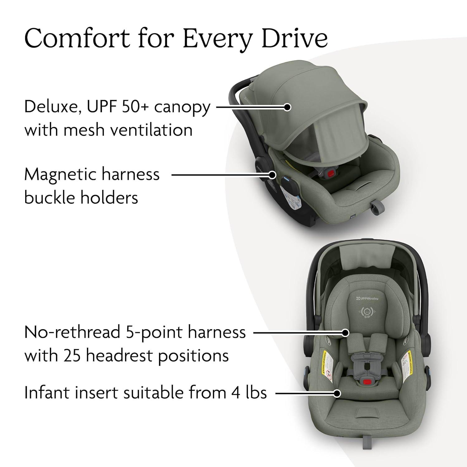 imageUPPAbaby Cruz V3 Stroller Mesa V3 Car Seat Travel System Combo Toddler Seat Bumper Bar Bug and Rain Shields Car Seat Base and Infant Insert Included Evelyn Meadow GreenEvelyn Meadow Green
