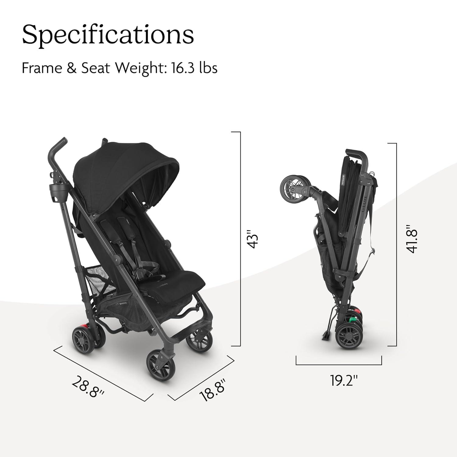 imageUPPAbaby GLuxe Umbrella StrollerLightweight Design for Easy TravelOneStep Fold ReclineXL Basket CanopyCup Holder IncludedGreyson Charcoal MlangeCarbon FrameJake