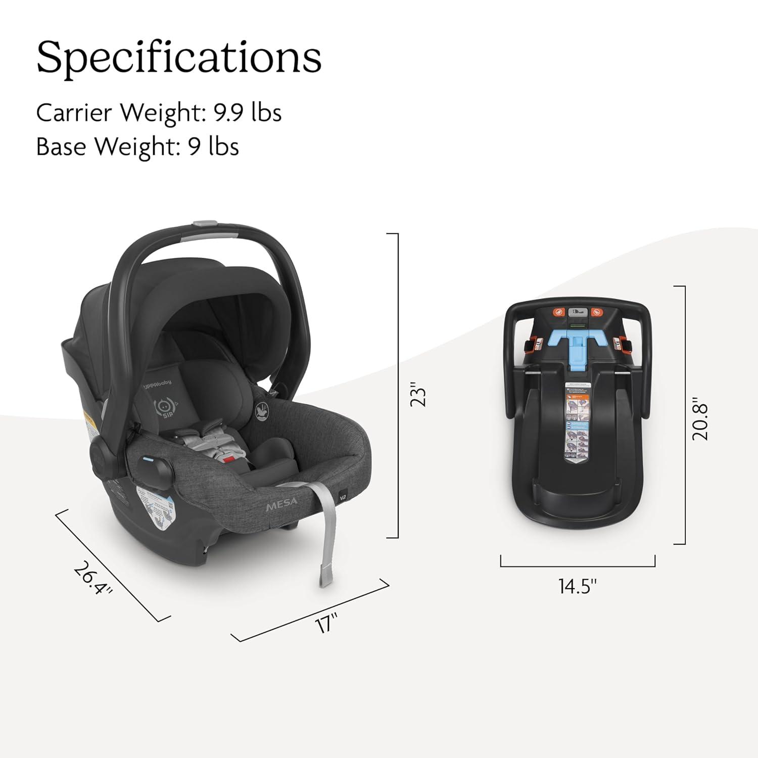 imageUPPAbaby Mesa V2 Infant Car SeatEasy InstallationInnovative SmartSecure TechnologyBase Robust Infant Insert IncludedDirect Stroller AttachmentGreyson Charcoal MlangeGreyson
