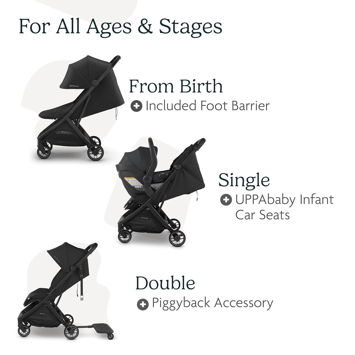 imageUPPAbaby Minu V3 Travel Stroller Lightweight Compact Design OneHand Fold Unfold from Birth Overhead Compatible Dillan Stone BlueCarbon FrameSand LeatherSavannah