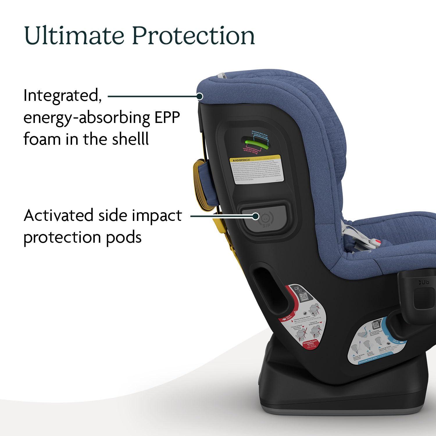 imageUPPAbaby Rove Convertible Car Seat 2in1 Rear Forward Facing Quick Secure 3Step Install Intuitive Safety Technology Comfort Features Cup Holder Included Jake Black MlangeCody Coastal Blue