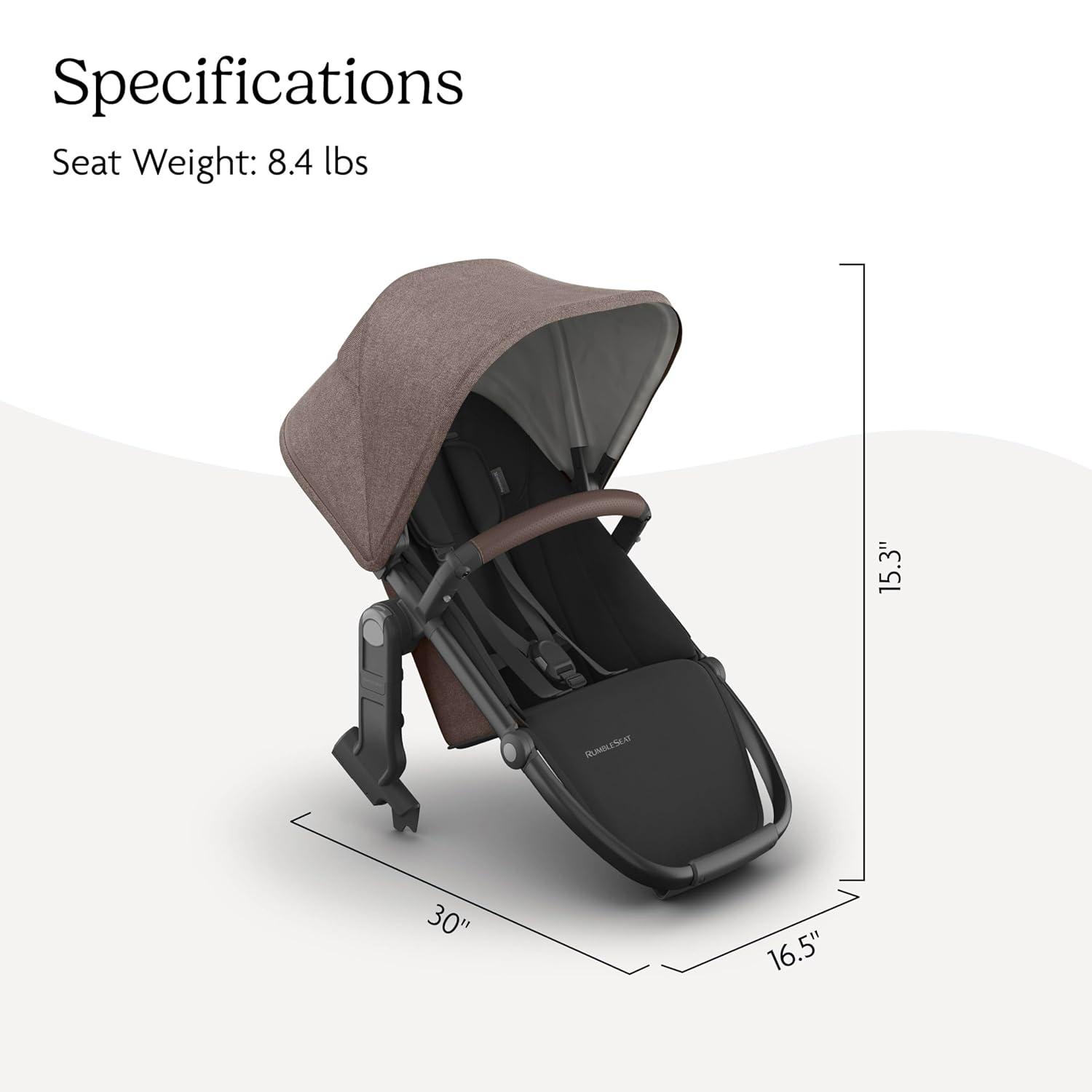 imageUPPAbaby RumbleSeat V3 Second Lower Seat Compatible with Vista V2 and Vista V3 AllWeather Seat Magnetic Buckle Adapters Included Evelyn Meadow GreenOwen Mocha MelangeCarbon FrameChestnut Leather