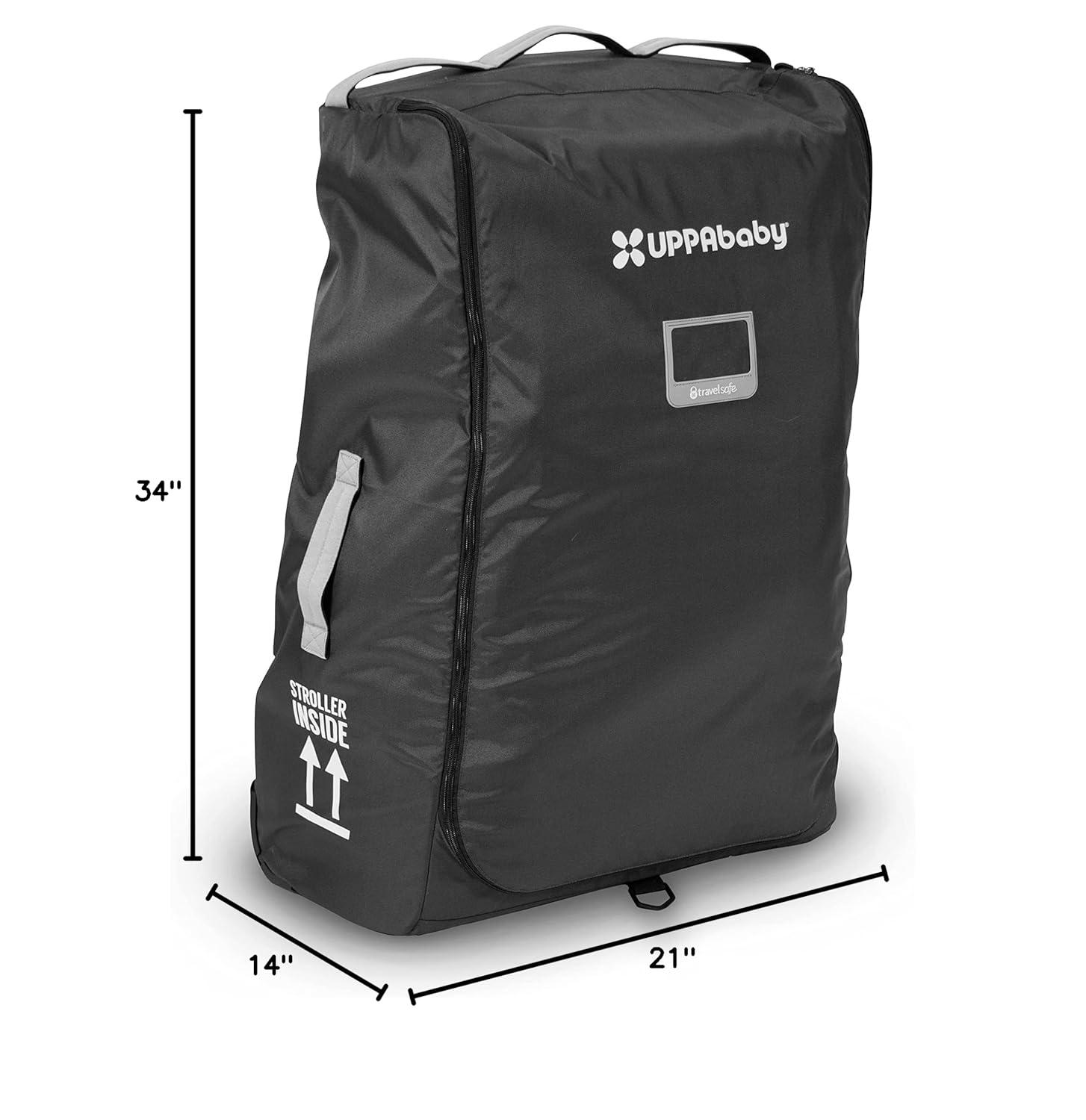 imageUPPAbaby Travel Bag for Vista and Cruz Strollers Includes TravelSafe Program Coverage Inner Wheel Bag and Storage Pocket Smooth Wheels Handles Durable DesignTravel Bag for VistaCruzVista V2Cruz V2