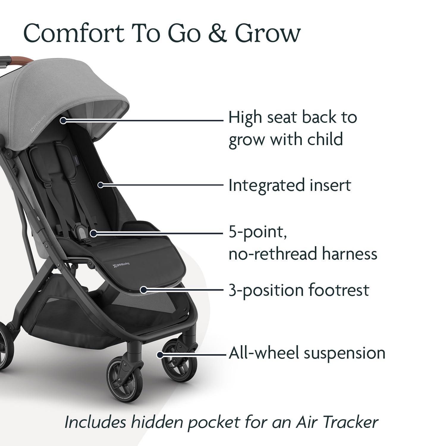 imageUPPAbaby Travel System Includes Minu V3 Stroller Aria Lightweight Car Seat Combo Adapters Car Seat Base Infant Insert Included Greyson Charcoal MlangeGreyson