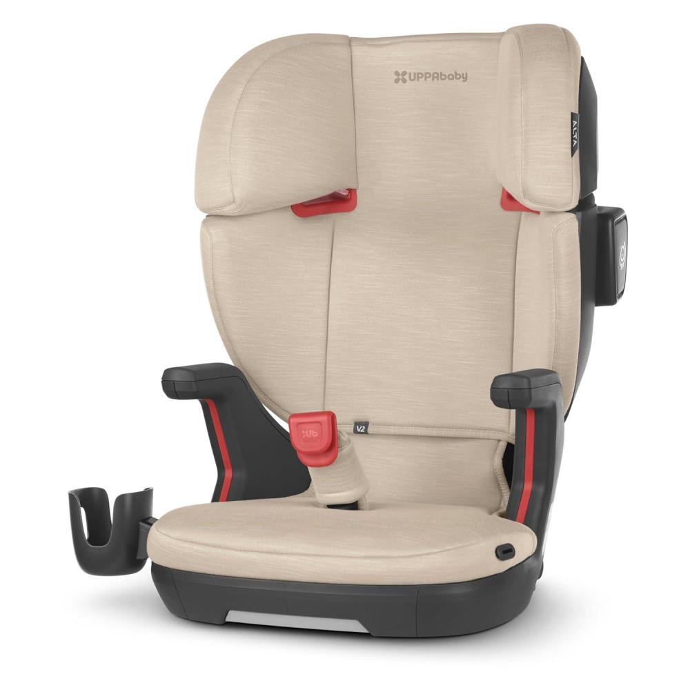 imageUPPAbaby Alta V2 High Back Booster SeatSevenPosition Active Support Headrest for Growing ChildrenSecureFit Integrated Belt Guide  PositionerCup Holder IncludedKavneer Almond MlangeAlmond Mlange
