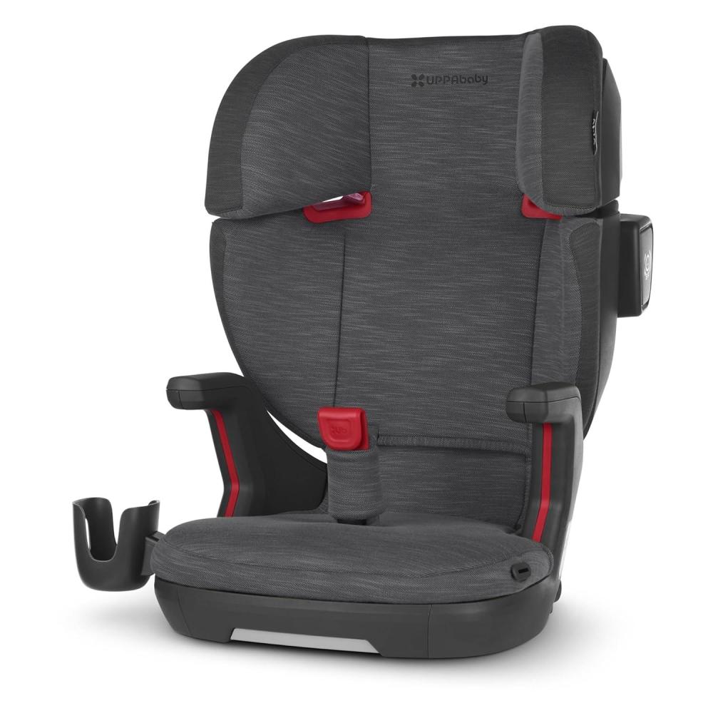 imageUPPAbaby Alta V2 High Back Booster SeatSevenPosition Active Support Headrest for Growing ChildrenSecureFit Integrated Belt Guide  PositionerCup Holder IncludedKavneer Almond MlangeCharcoal Mlange