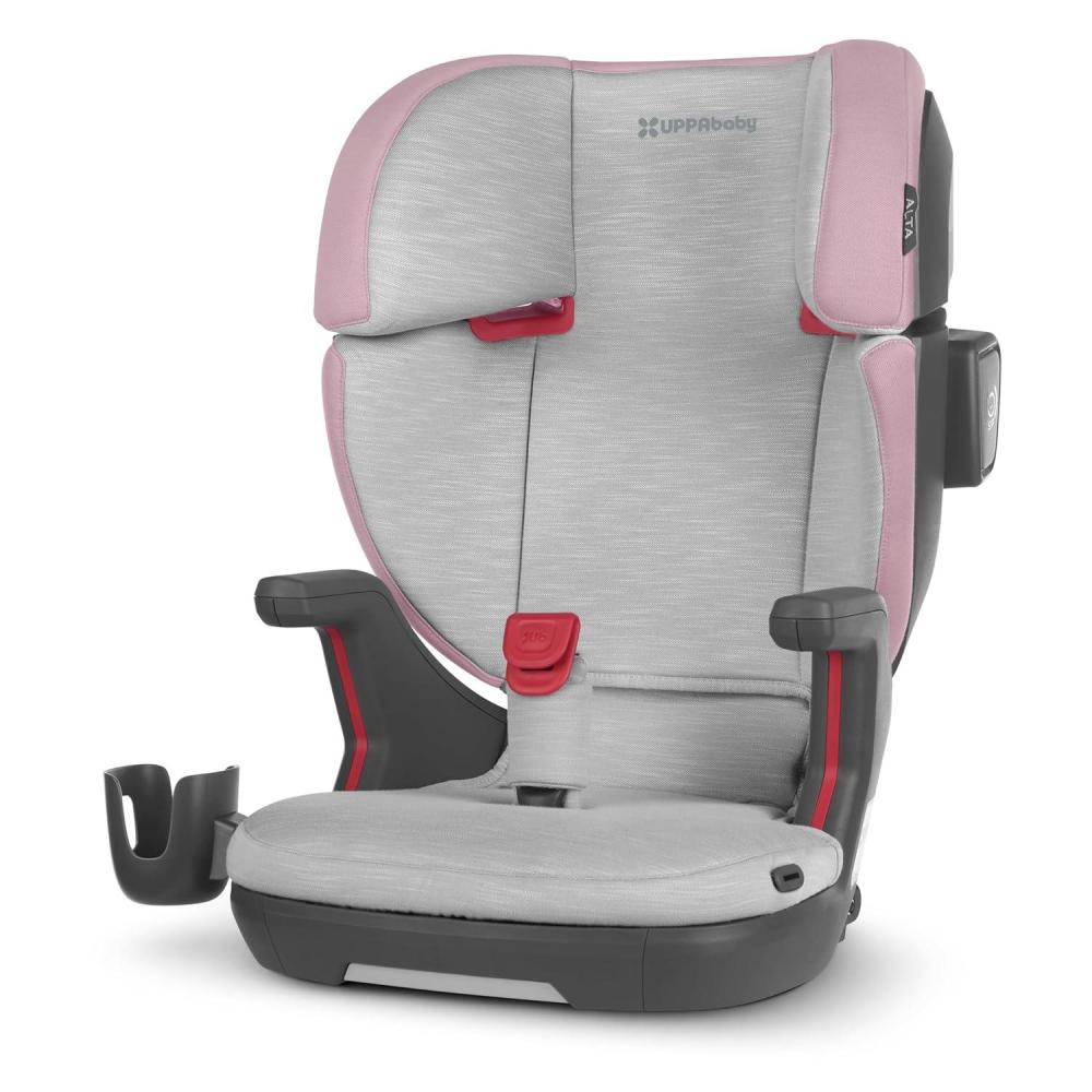 imageUPPAbaby Alta V2 High Back Booster SeatSevenPosition Active Support Headrest for Growing ChildrenSecureFit Integrated Belt Guide PositionerCup Holder IncludedKavneer Almond MlangeGrey mlange