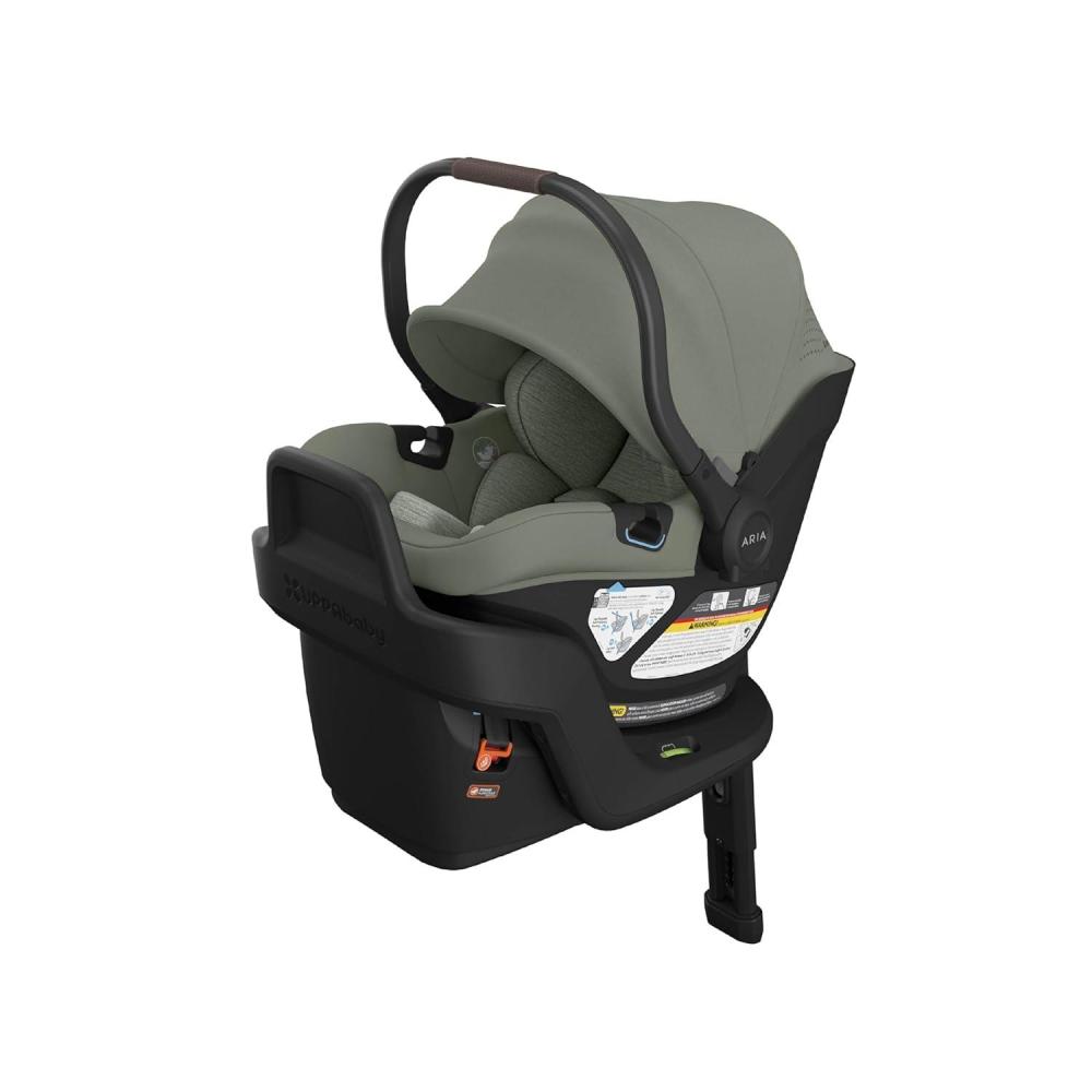 imageUPPAbaby Aria V2 Lightweight Infant Car Seat Just Under 6 lbs Base with Load Leg Infant Insert AllWeather FootCover Included Direct Stroller Attachment Greyson Charcoal MlangeEvelyn Meadow Green