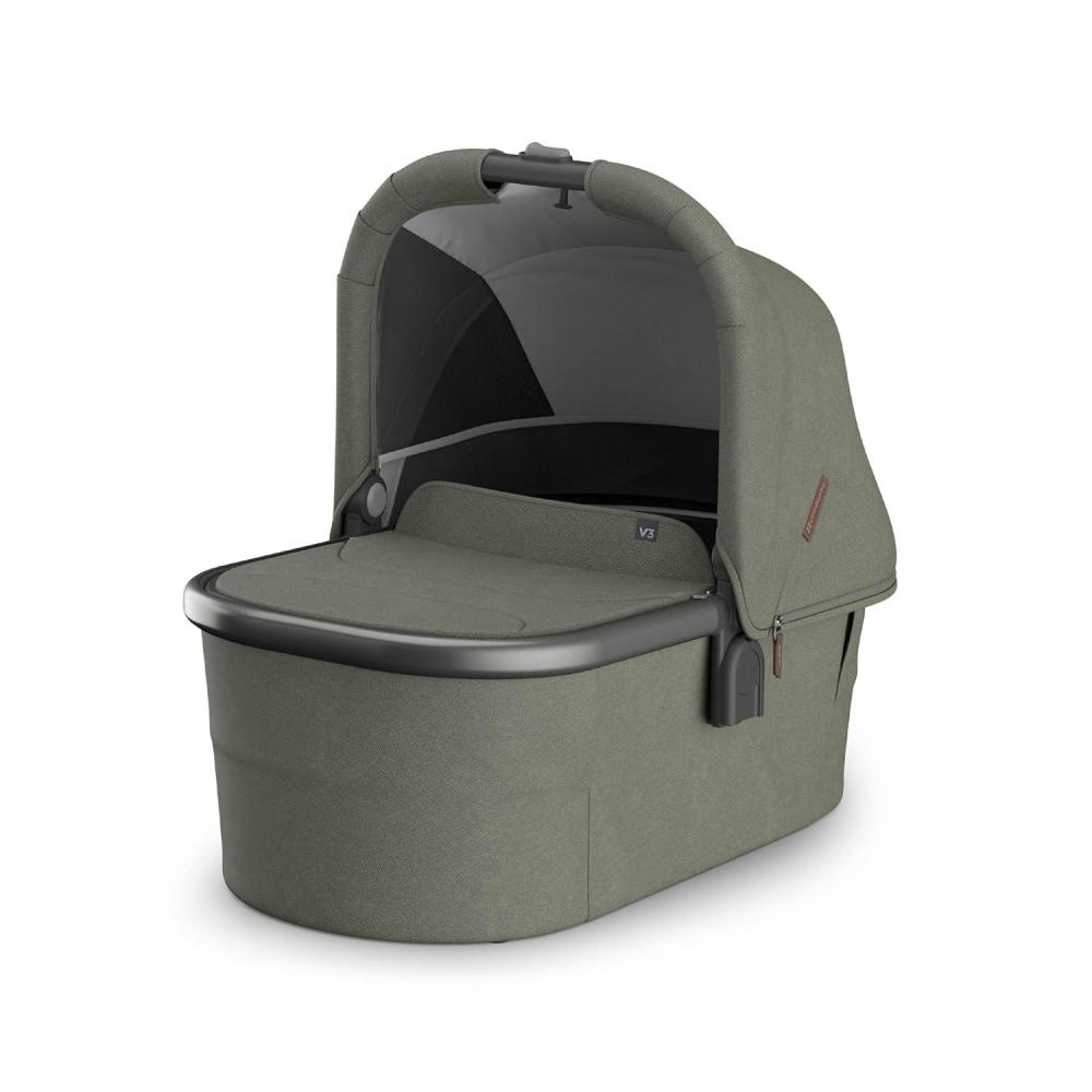 imageUPPAbaby Bassinet V3 Compatible with Vista Cruz Ridge Strollers Overnight Sleep Solution Mattress Sheet and Bug Shield Included Owen Mocha MlangeEvelyn Meadow GreenGraphite Frame