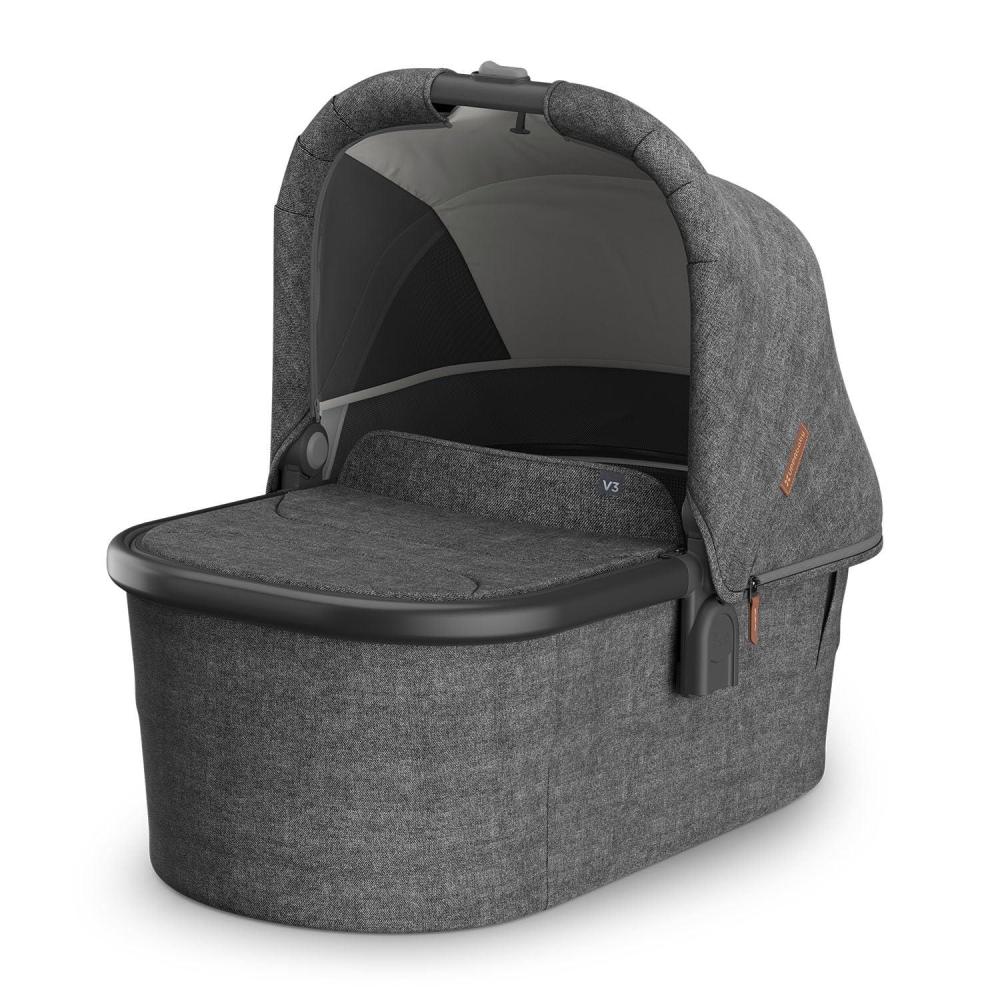imageUPPAbaby Bassinet V3  Compatible with Vista Cruz Ridge Strollers  Overnight Sleep Solution  Mattress Sheet and Bug Shield Included  Owen Mocha MlangeGreyson Charcoal MlangeCarbon Frame