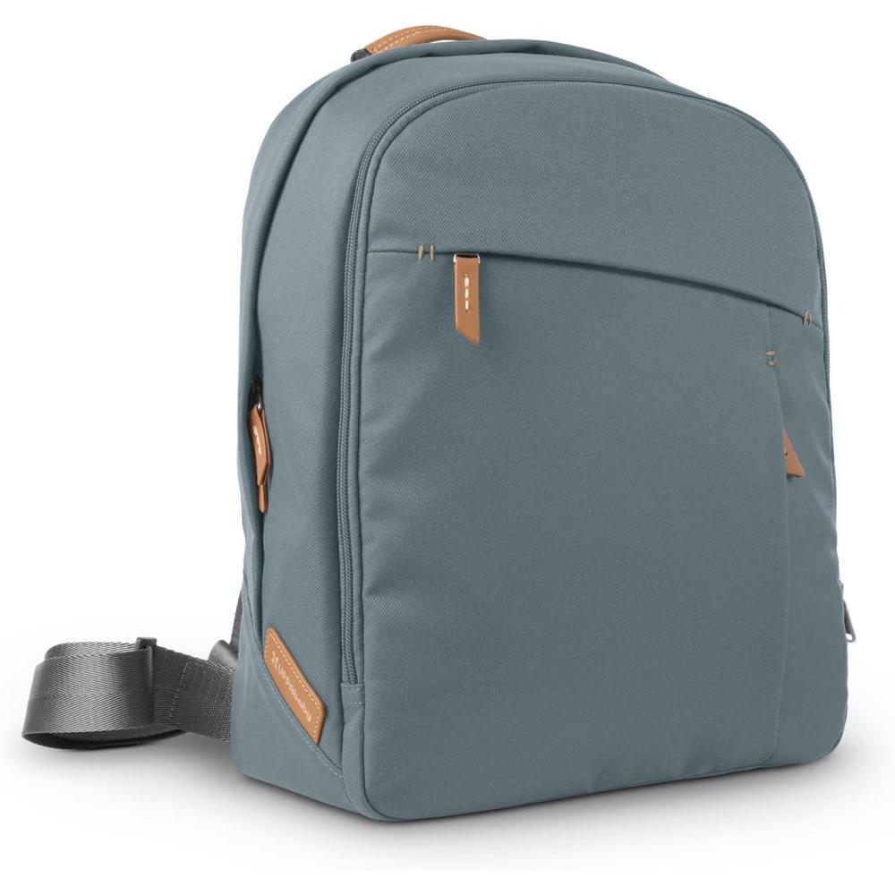 imageUPPAbaby Changing Backpack Multiple Storage Compartments Side Bottle Laptop Pockets Trolley Sleeve Stroller Strap Attachment Greyson Charcoal Mlange Saddle LeatherCallum Stone BlueSand Leather