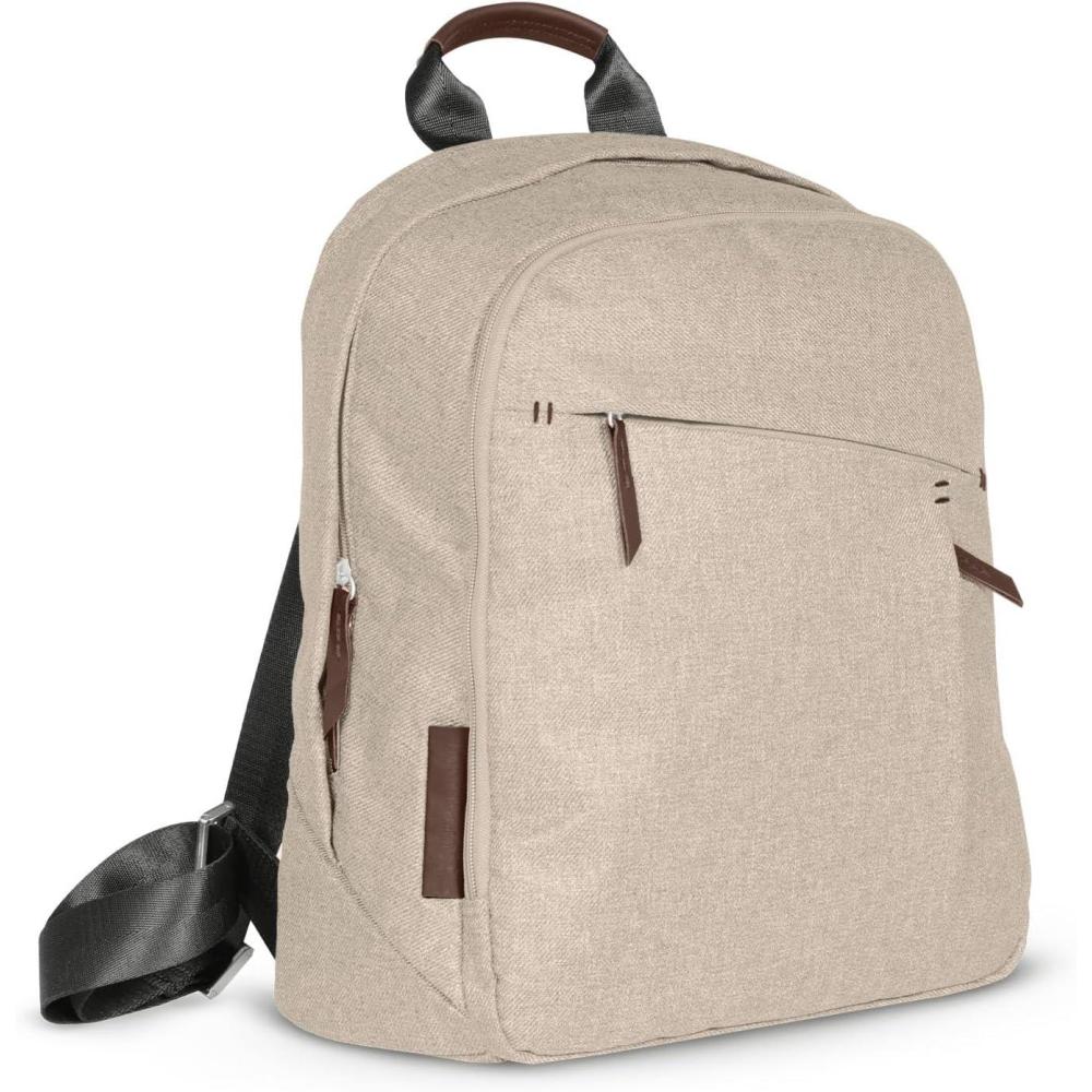 imageUPPAbaby Changing Backpack Multiple Storage Compartments Side Bottle Laptop Pockets Trolley Sleeve Stroller Strap Attachment Greyson Charcoal Mlange Saddle LeatherDeclan Oat MlangeChestnut Leather