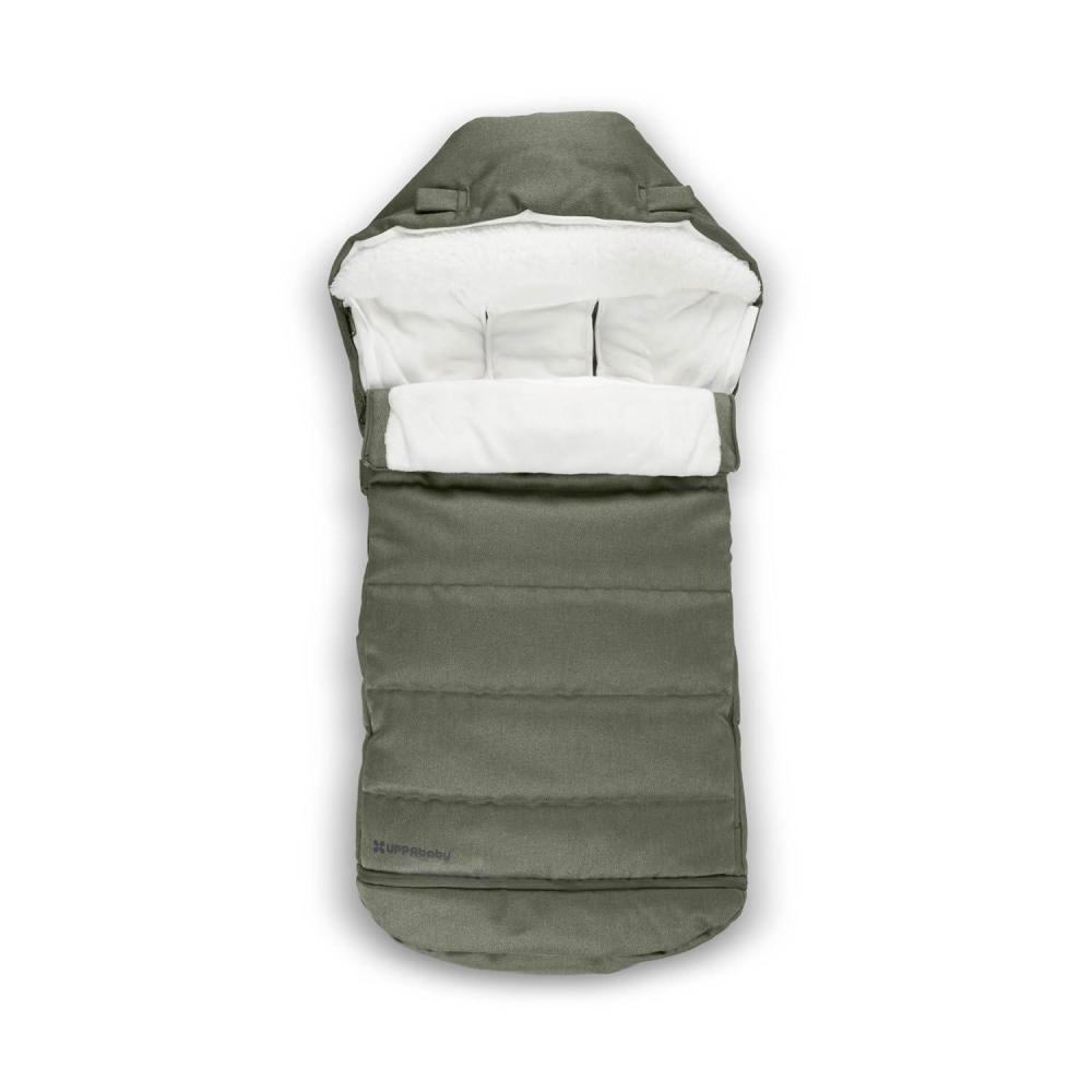 imageUPPAbaby CozyGanoosh Luxe 2in1 Footmuff  Fits Strollers  RumbleSeat  UltraPlush with ZipOut Liner AllSeason Weatherproof Cover  Lyla Onyx NylonEvelyn Meadow Green