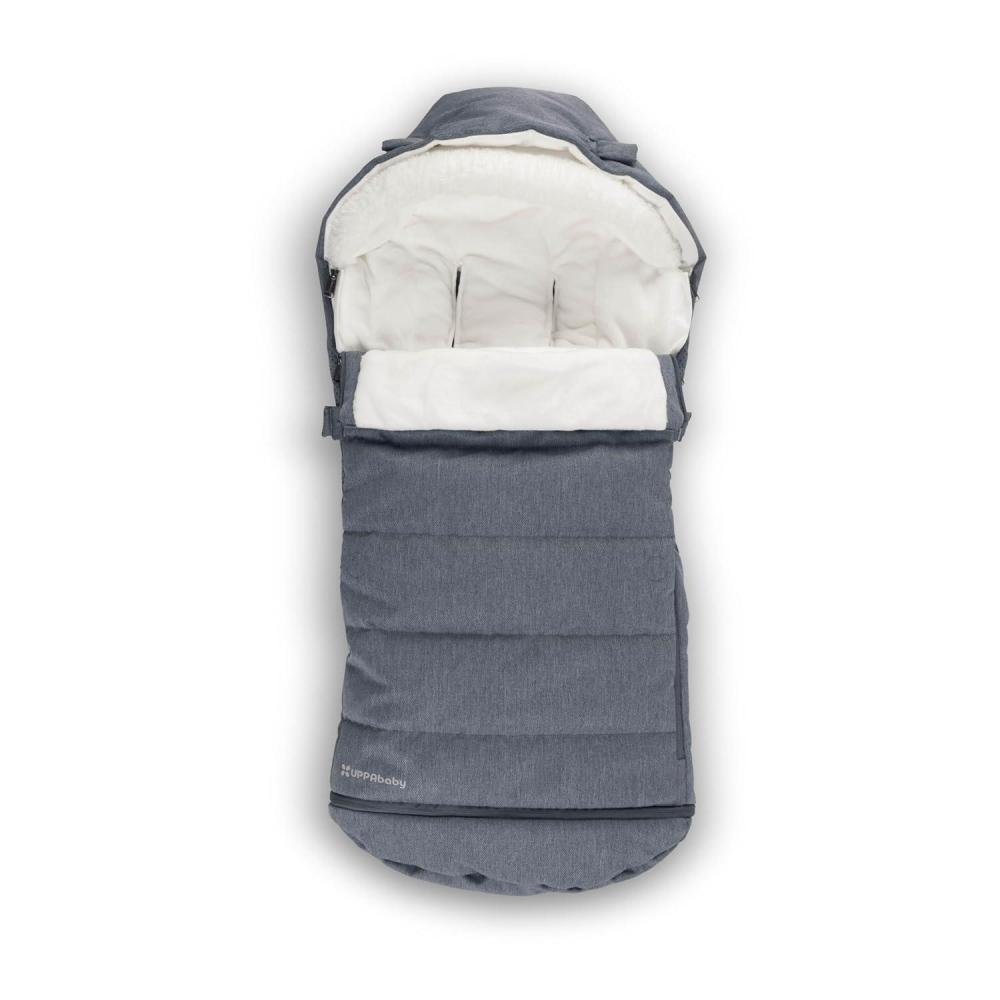 imageUPPAbaby CozyGanoosh Luxe 2in1 Footmuff Fits Strollers RumbleSeat UltraPlush with ZipOut Liner AllSeason Weatherproof Cover Lyla Onyx NylonJulian Dusty Blue Mlange
