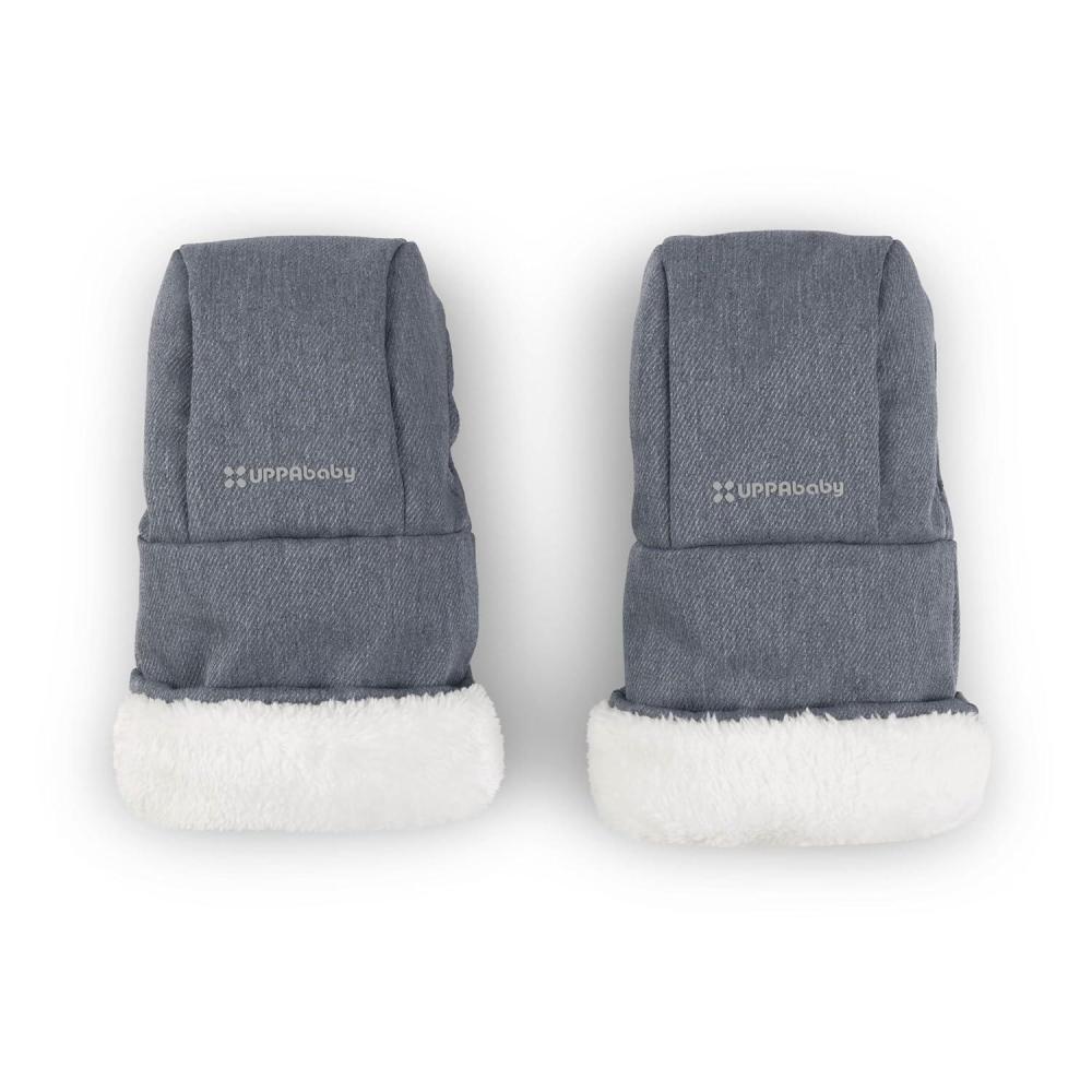 imageUPPAbaby CozyHandmuff Easily Attaches to Stroller Handlebars UltraPlush WeatherProof Hand Protection Greyson Charcoal MlangeJulian Dusty Blue Mlange