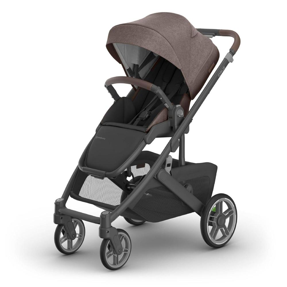 imageUPPAbaby Cruz V3 Stroller from Birth Car Seat Compatible FullSize Reversible Seat Infant Insert Bug and Rain Shields Included Callum Stone BlueSilver FrameSand LeatherOwen Mocha Mlange