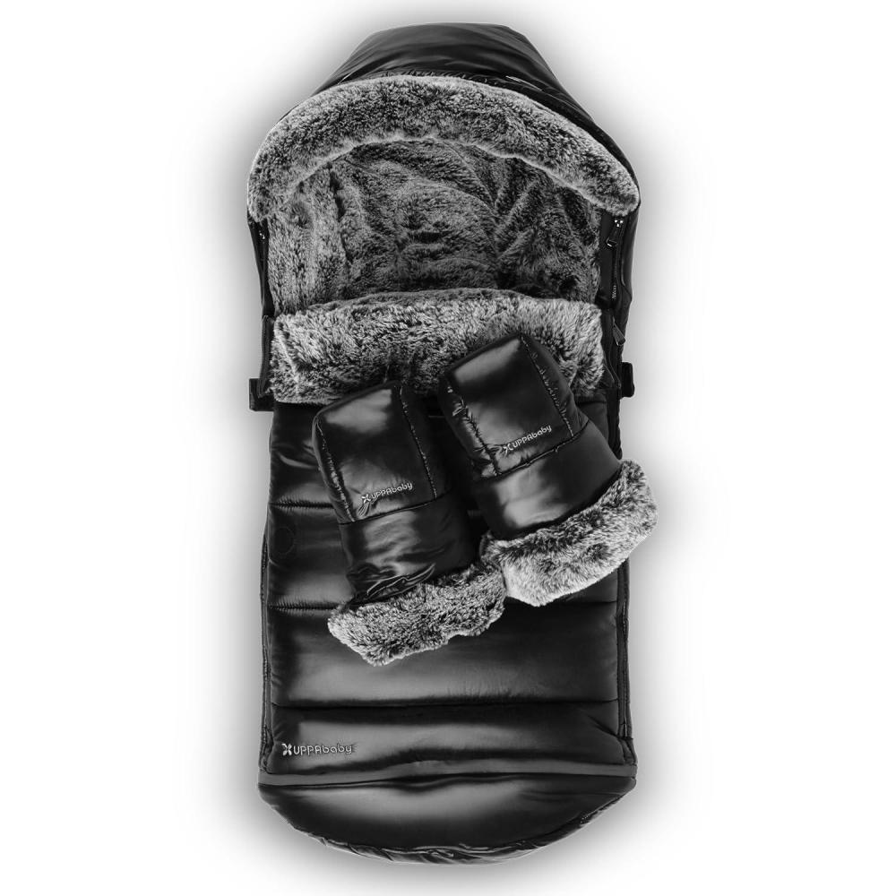 imageUPPAbaby Luxe Cozy Bundle Includes CozyGanoosh Luxe 2in1 AllSeason Footmuff and Luxe CozyHandmuff Easily Attaches to Stroller UltraPlush ZipOut Liner Weatherproof Lyla Onyx Nylon