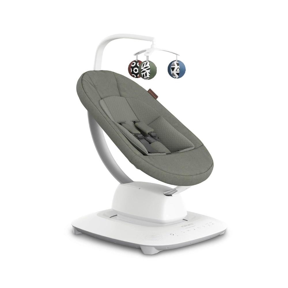 imageUPPAbaby Mamaroo Smart Swing Customizable Soothing Modes with MotionSync Technology Infant Recline Bluetooth Enabled Included Newborn Insert Charlie Sand MlangeCamila Dark Green Mlange