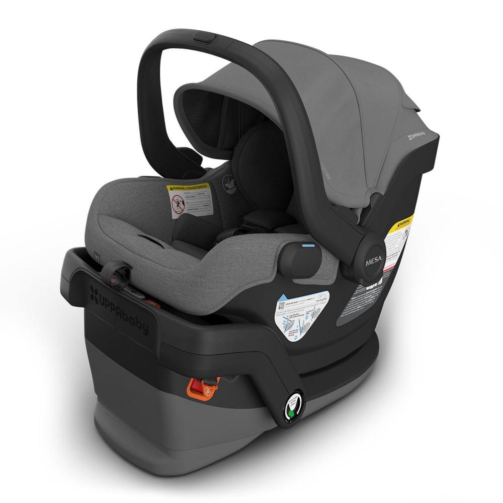 imageUPPAbaby Mesa V3 Infant Car Seat  Easy Installation  SmartSecure Technology  Attaches to Stroller  Base  Infant Insert Included  Jake CharcoalGreyson Charcoal Mlange