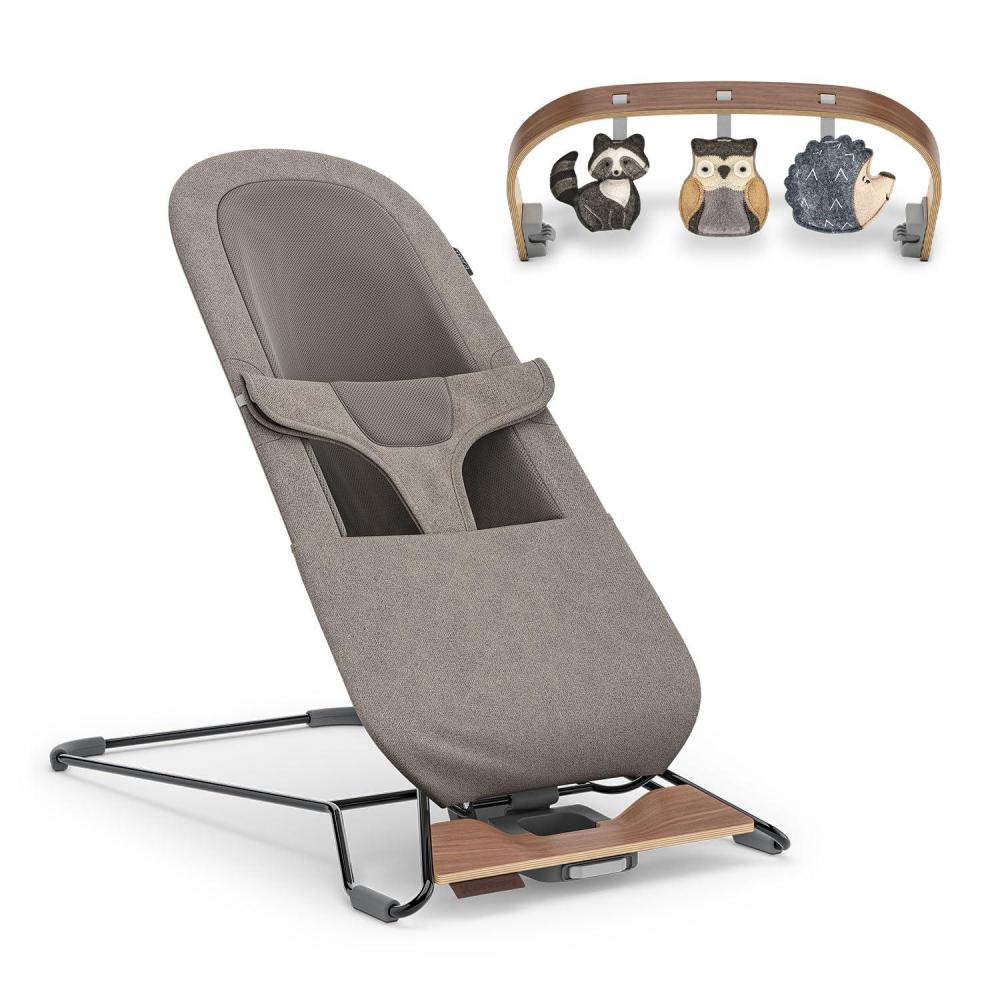 imageUPPAbaby Mira Bouncer Bundle Includes Mira 2in1 Bouncer and Forest Fun Toy Bar Seat Grows with Your Baby Folds Flat Sensory Entertainment  Stella Grey MlangeWells Taupe Mlange