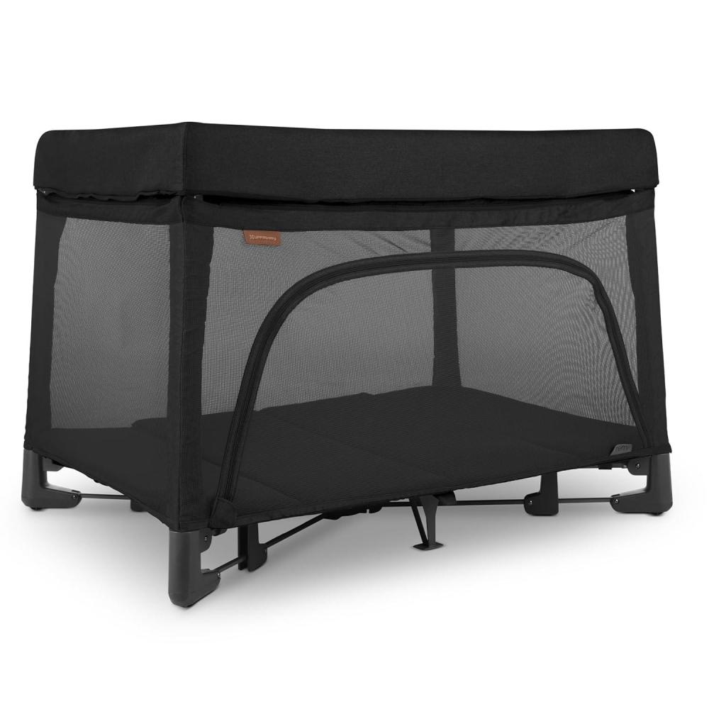 imageUPPAbaby Remi Playard Deluxe 3in1 Portable Playard Bedside Bassinet Travel Crib Mesh Bassinet Mattress Organic Cotton Mattress Cover Storage Bag Included Charlie Sand MlangeJake Charcoal