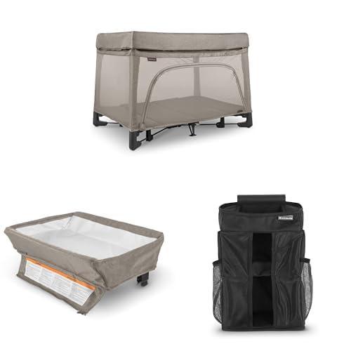 imageUPPAbaby Remi Playard Bundle Includes Remi Playard  Changing Station  Changing Station Organizer Travel Crib  Mesh Bassinet Storage Bag and Mattress Cover Included  Wells Dark TaupeWells
