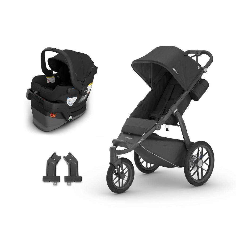 imageUPPAbaby Ridge Jogging Stroller Mesa V3 Car Seat Travel System Combo Cup Holder Bug and Rain Shields Car Seat Base and Infant Insert Included Jake Charcoal