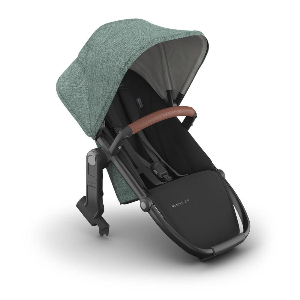imageUPPAbaby RumbleSeat V3 Second Lower Seat Compatible with Vista V2 and Vista V3 AllWeather Seat Magnetic Buckle Adapters Included Evelyn Meadow GreenGwen Green MlangeCarbon FrameSaddle Leather