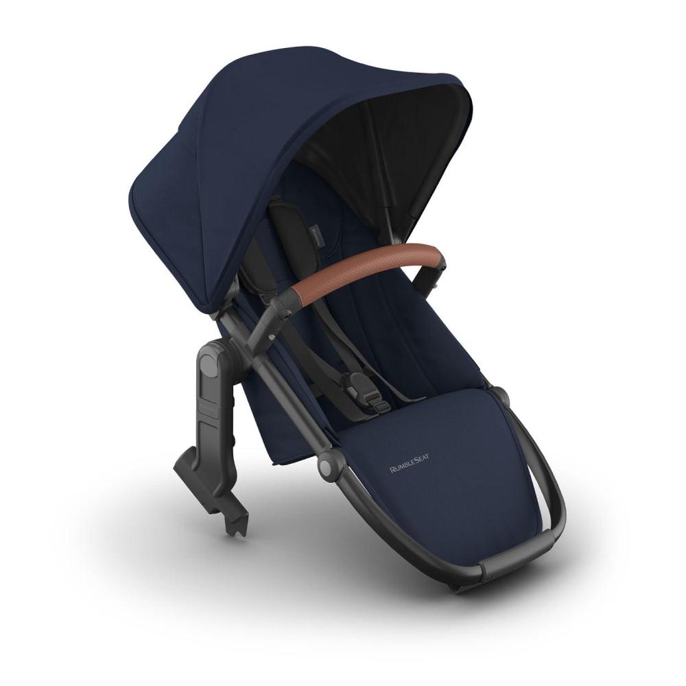 imageUPPAbaby RumbleSeat V3 Second Lower Seat Compatible with Vista V2 and Vista V3 AllWeather Seat Magnetic Buckle Adapters Included Evelyn Meadow GreenNoa NavyCarbon FrameSaddle Leather