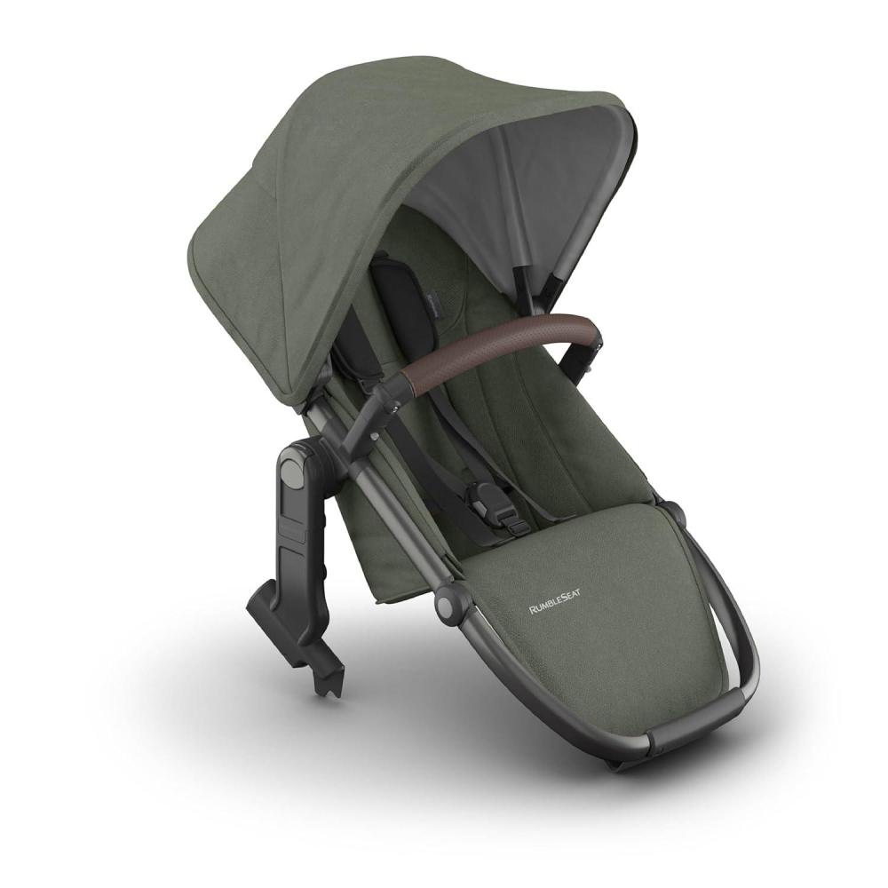 imageUPPAbaby RumbleSeat V3 Second Lower Seat Compatible with Vista V2 and Vista V3 AllWeather Seat Magnetic Buckle Adapters Included Evelyn Meadow GreenEvelyn Meadow GreenGraphite FrameChestnut Leather
