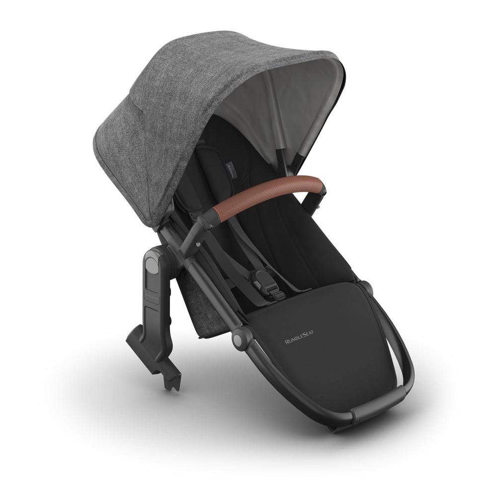 imageUPPAbaby RumbleSeat V3 Second Lower Seat Compatible with Vista V2 and Vista V3 AllWeather Seat Magnetic Buckle Adapters Included Evelyn Meadow GreenGreyson Charcoal MlangeCarbon FrameSaddle Leather