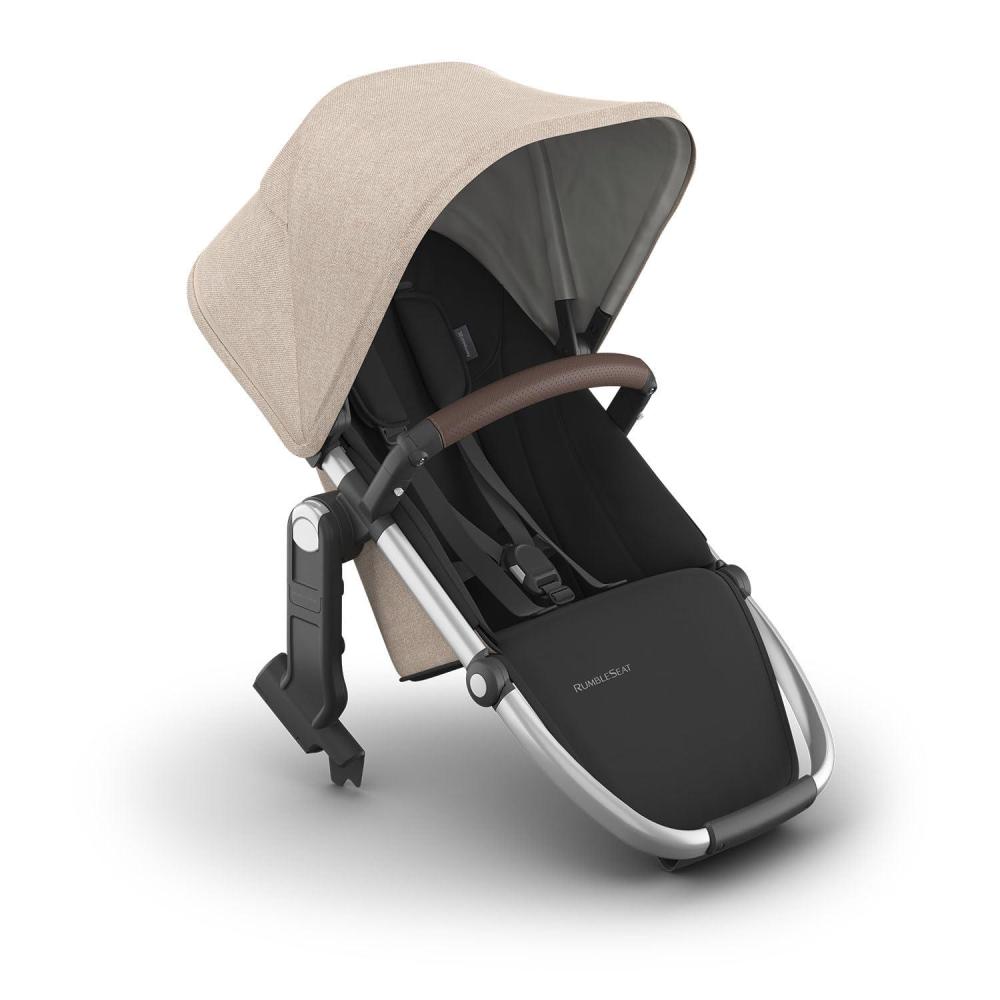 imageUPPAbaby RumbleSeat V3 Second Lower Seat  Compatible with Vista V2 and Vista V3  AllWeather Seat  Magnetic Buckle  Adapters Included Evelyn Meadow GreenDeclan Oat MlangeSilver FrameChestnut Leather