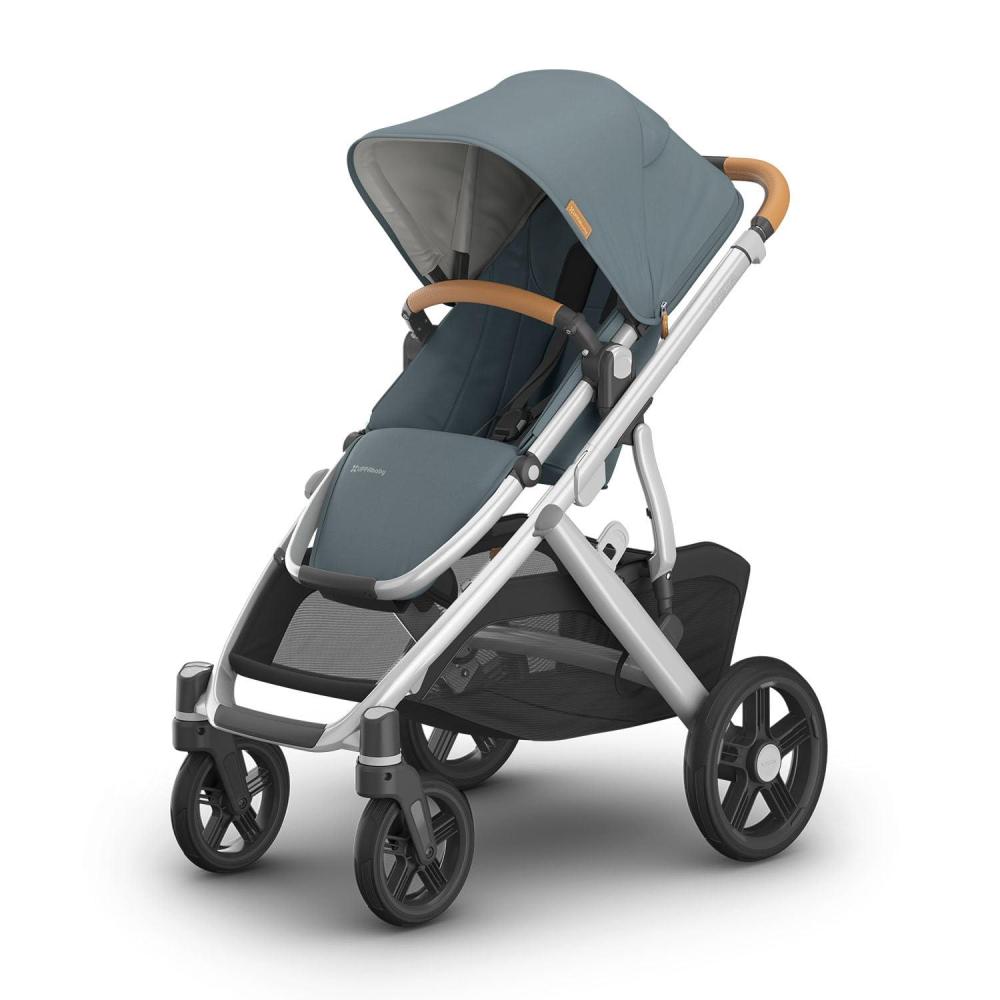 imageUPPAbaby Vista V3 Stroller  FullSize SingletoDouble Stroller System  Toddler Seat Bug Shield Rain Shield and Storage Bag Included  Owen Mocha MlangeCarbon FrameChestnut LeatherCallum Stone Blue