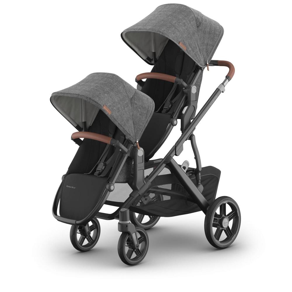 imageUPPAbaby Vista V3 Stroller RumbleSeat V3 Convertible SingleToDouble Stroller System Toddler Seat RumbleSeat Accessory Adapters Included Greyson Charcoal MlangeCarbon FrameSaddle LeatherGreyson
