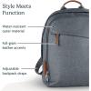 UPPAbaby Changing Backpack – Multiple Storage Compartments – Side Bottle + Laptop Pockets – Trolley Sleeve – Stroller Strap Attachment – Greyson – Charcoal Mélange| Saddle Leather(Jake (Black / Black Leather))