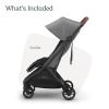 UPPAbaby Minu V3 Travel Stroller | Lightweight + Compact Design | One-Hand Fold + Unfold | from Birth + Overhead Compatible | Dillan (Stone Blue/Carbon Frame/Sand Leather)(Greyson)