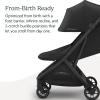 UPPAbaby Minu V3 Travel Stroller | Lightweight + Compact Design | One-Hand Fold + Unfold | from Birth + Overhead Compatible | Dillan (Stone Blue/Carbon Frame/Sand Leather)(Jake)