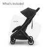 UPPAbaby Minu V3 Travel Stroller | Lightweight + Compact Design | One-Hand Fold + Unfold | from Birth + Overhead Compatible | Dillan (Stone Blue/Carbon Frame/Sand Leather)(Jake)
