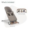 UPPAbaby Mira Bouncer Bundle, Includes Mira 2-in-1 Bouncer and Forest Fun Toy Bar, Seat Grows with Your Baby, Folds Flat, Sensory Entertainment – Stella (Grey Mélange)(Wells (Taupe Mélange))