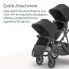 UPPAbaby RumbleSeat V2+ Second Lower Seat/Compatible with Vista V2 and Vista V3 / Adapters, Bumper Bar, Bug Shield Included/Jordan (Charcoal Mélange/Silver Frame/Black Leather)(Jake (Charcoal))