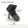 UPPAbaby RumbleSeat V2+ Second Lower Seat/Compatible with Vista V2 and Vista V3 / Adapters, Bumper Bar, Bug Shield Included/Jordan (Charcoal Mélange/Silver Frame/Black Leather)(Jake (Charcoal))