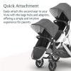 UPPAbaby RumbleSeat V2+ Second Lower Seat/Compatible with Vista V2 and Vista V3 / Adapters, Bumper Bar, Bug Shield Included/Jordan (Charcoal Mélange/Silver Frame/Black Leather)(Jordan (Charcoal Mélange))