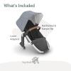 UPPAbaby RumbleSeat V2+ Second Lower Seat/Compatible with Vista V2 and Vista V3 / Adapters, Bumper Bar, Bug Shield Included/Jordan (Charcoal Mélange/Silver Frame/Black Leather)(Gregory (Blue Mélange))