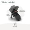 UPPAbaby RumbleSeat V3 Second Lower Seat – Compatible with Vista V2 and Vista V3 – All-Weather Seat + Magnetic Buckle – Adapters Included -Evelyn (Meadow Green)(Greyson (Charcoal Mélange/Carbon Frame/Saddle Leather))