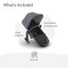 UPPAbaby RumbleSeat V3 Second Lower Seat – Compatible with Vista V2 and Vista V3 – All-Weather Seat + Magnetic Buckle – Adapters Included -Evelyn (Meadow Green)(Julian (Dusty Blue Melange/Carbon Frame/Chestnut Leather))