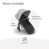 UPPAbaby RumbleSeat V3 Second Lower Seat – Compatible with Vista V2 and Vista V3 – All-Weather Seat + Magnetic Buckle – Adapters Included -Evelyn (Meadow Green)(Savannah (Pearl Gray Jacquard/Carbon Frame/Chestnut Leather))