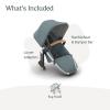 UPPAbaby RumbleSeat V3 Second Lower Seat – Compatible with Vista V2 and Vista V3 – All-Weather Seat + Magnetic Buckle – Adapters Included -Evelyn (Meadow Green)(Callum (Stone Blue/Silver Frame/Sand Leather))