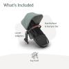 UPPAbaby RumbleSeat V3 Second Lower Seat – Compatible with Vista V2 and Vista V3 – All-Weather Seat + Magnetic Buckle – Adapters Included -Evelyn (Meadow Green)(Kenzi (Mystic Aqua/Carbon Frame/Saddle Leather))